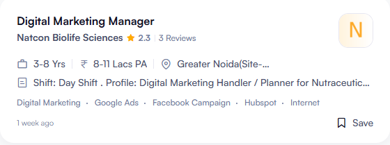 Current job openings and salary for Digital marketing manager with experience 3 to 8 years
