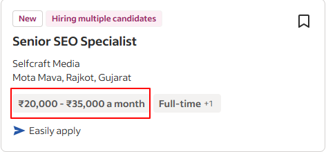 SEO Specialist current Job Openings for reference